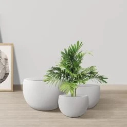 KANTE 20 in., 16 in. and 12 in. W Pure White Concrete Round Elegant Planters (Set of 3), Outdoor Indoor Modern Planter Pots 13 KANTE 20 in., 16 in. and 12 in. W Pure White Concrete Round Elegant Planters (Set of 3), Outdoor Indoor Modern Planter Pots -Vigoro sales Store pure white kante plant pots rc0049abc c80011 4f 1000
