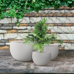 KANTE 20 in., 16 in. and 12 in. W Pure White Concrete Round Elegant Planters (Set of 3), Outdoor Indoor Modern Planter Pots 16 KANTE 20 in., 16 in. and 12 in. W Pure White Concrete Round Elegant Planters (Set of 3), Outdoor Indoor Modern Planter Pots -Vigoro sales Store pure white kante plant pots rc0049abc c80011 fa 1000