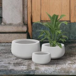 KANTE 19.6 in., 15.7 in. & 11.8 in. W Round Pure White Concrete Elegant Planters Set of 3, Outdoor Indoor w/Drainage Holes 15 KANTE 19.6 in., 15.7 in. & 11.8 in. W Round Pure White Concrete Elegant Planters Set of 3, Outdoor Indoor w/Drainage Holes -Vigoro sales Store pure white kante plant pots rc0051abc c80011 44 1000