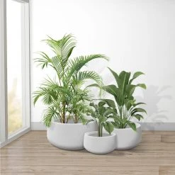 KANTE 19.6 in., 15.7 in. & 11.8 in. W Round Pure White Concrete Elegant Planters Set of 3, Outdoor Indoor w/Drainage Holes 13 KANTE 19.6 in., 15.7 in. & 11.8 in. W Round Pure White Concrete Elegant Planters Set of 3, Outdoor Indoor w/Drainage Holes -Vigoro sales Store pure white kante plant pots rc0051abc c80011 4f 1000