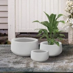 KANTE 19.6 in., 15.7 in. & 11.8 in. W Round Pure White Concrete Elegant Planters Set of 3, Outdoor Indoor w/Drainage Holes 16 KANTE 19.6 in., 15.7 in. & 11.8 in. W Round Pure White Concrete Elegant Planters Set of 3, Outdoor Indoor w/Drainage Holes -Vigoro sales Store pure white kante plant pots rc0051abc c80011 fa 1000