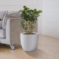 KANTE 13.39 in. x 12.6 in. Round Pure White Lightweight Concrete and Fiberglass Indoor Outdoor Planter with Drainage Hole -Vigoro sales Store pure white kante plant pots rc0152b c80011 44 1000