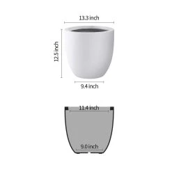 KANTE 13.39 in. x 12.6 in. Round Pure White Lightweight Concrete and Fiberglass Indoor Outdoor Planter with Drainage Hole -Vigoro sales Store pure white kante plant pots rc0152b c80011 4f 1000