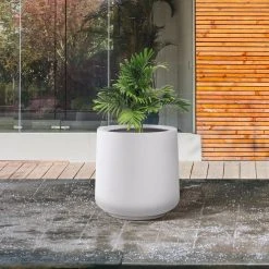 KANTE 17.3 in. H Round Pure White Concrete Planter, Outdoor Indoor Large Planter Pots Containers with Drainage Holes -Vigoro sales Store pure white kante plant pots rf2015022b c80011 1f 1000