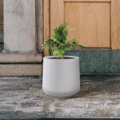 KANTE 17.3 in. H Round Pure White Concrete Planter, Outdoor Indoor Large Planter Pots Containers with Drainage Holes -Vigoro sales Store pure white kante plant pots rf2015022b c80011 44 1000