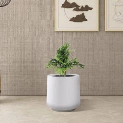 KANTE 17.3 in. H Round Pure White Concrete Planter, Outdoor Indoor Large Planter Pots Containers with Drainage Holes -Vigoro sales Store pure white kante plant pots rf2015022b c80011 66 1000