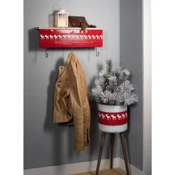 SULLIVANS Red & White Reindeer Metal and Wood Planter Stand (Set of 2) -Vigoro sales Store red sullivans plant pots met1741 4f 1000