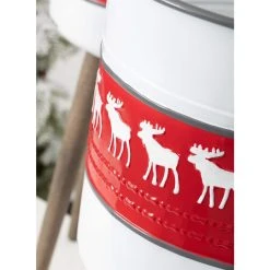 SULLIVANS Red & White Reindeer Metal and Wood Planter Stand (Set of 2) -Vigoro sales Store red sullivans plant pots met1741 c3 1000