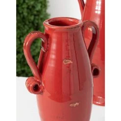 SULLIVANS Red Ceramic Handled Urn (Set of 2) -Vigoro sales Store red sullivans urn planters cm2955 c3 1000