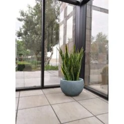 KANTE 12 in. W Round Slate Gray Concrete/Fiberglass Indoor Outdoor Modern Seamless Bowl Planter -Vigoro sales Store slate gray kante plant pots osc0049a c60611 fa 1000