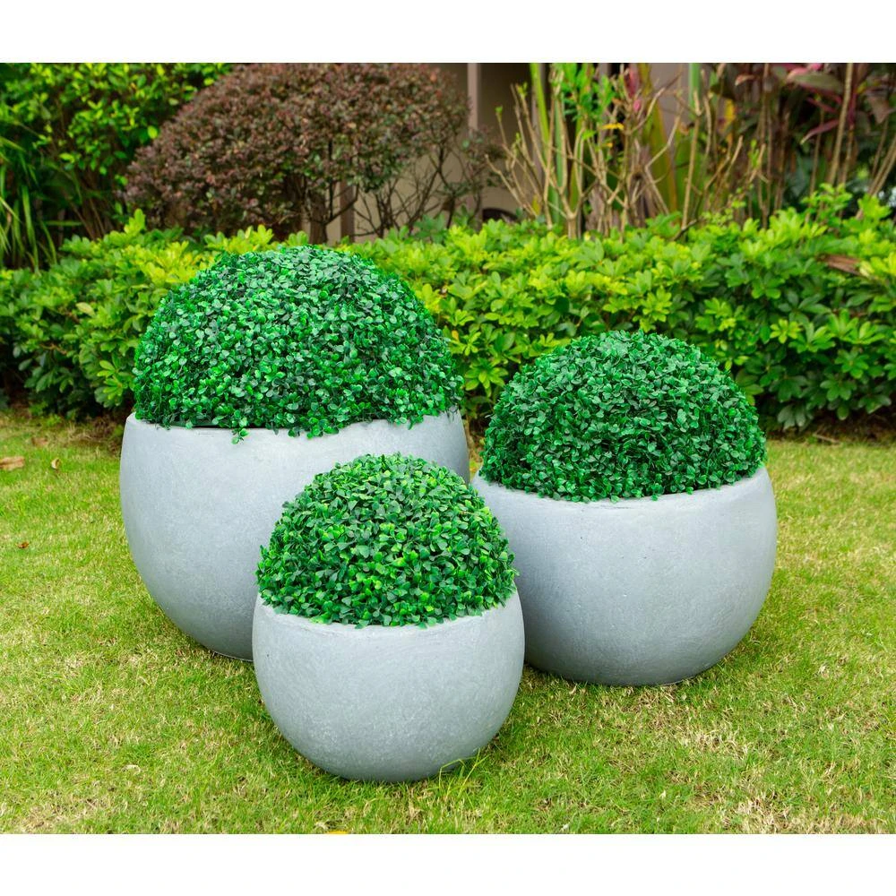 KANTE 20 in., 16 in. and 12 in. W Round Slate Gray Concrete/Fiberglass Indoor Outdoor Elegant Bowl Planters (Set of 3) 7 KANTE 20 in., 16 in. and 12 in. W Round Slate Gray Concrete/Fiberglass Indoor Outdoor Elegant Bowl Planters (Set of 3) - Image 5