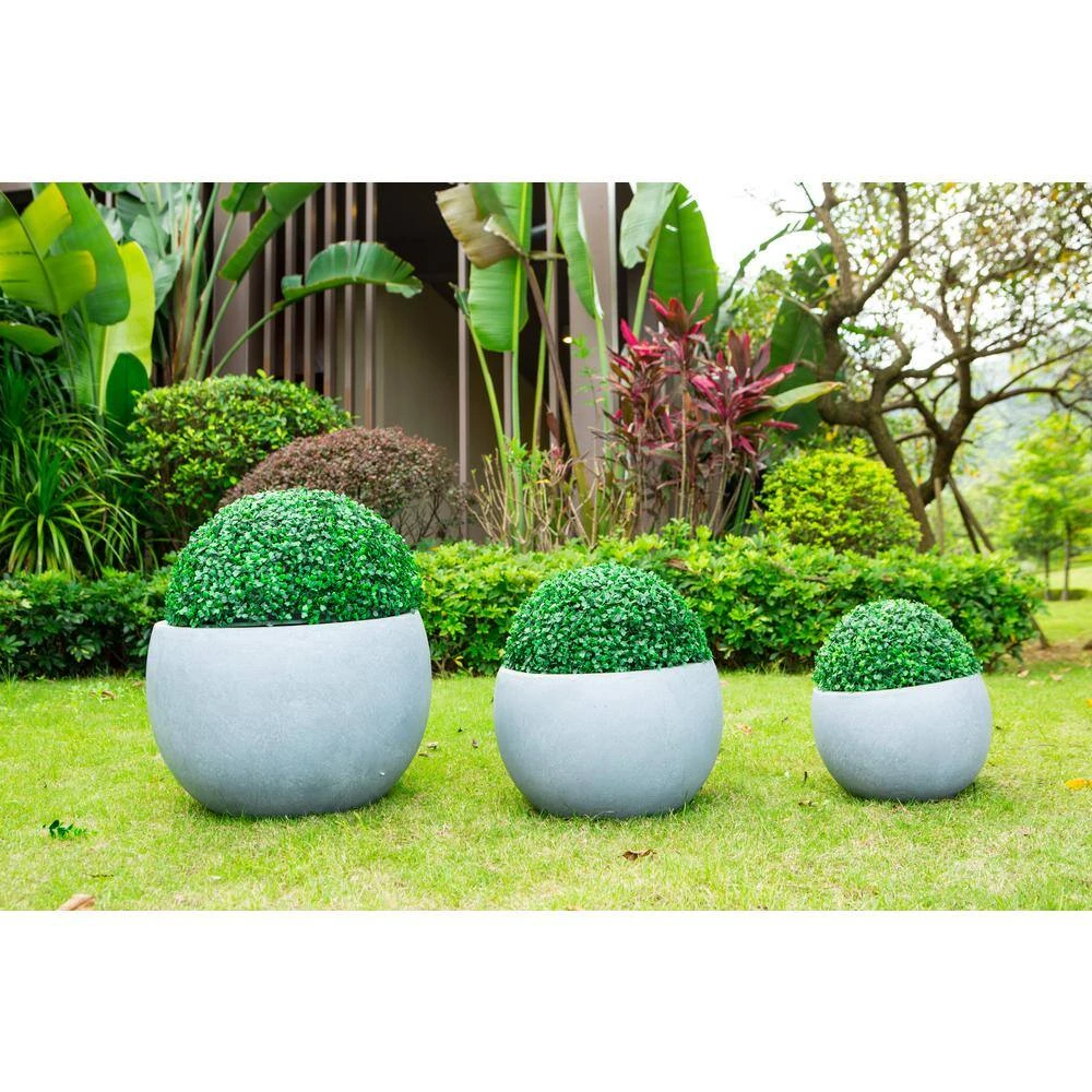 KANTE 20 in., 16 in. and 12 in. W Round Slate Gray Concrete/Fiberglass Indoor Outdoor Elegant Bowl Planters (Set of 3) 6 KANTE 20 in., 16 in. and 12 in. W Round Slate Gray Concrete/Fiberglass Indoor Outdoor Elegant Bowl Planters (Set of 3) - Image 4