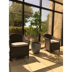 KANTE 10 in. W Round Slate Gray Concrete/Fiberglass Indoor Outdoor Elegant Planter -Vigoro sales Store slate gray kante plant pots osc0050a c60611 44 1000