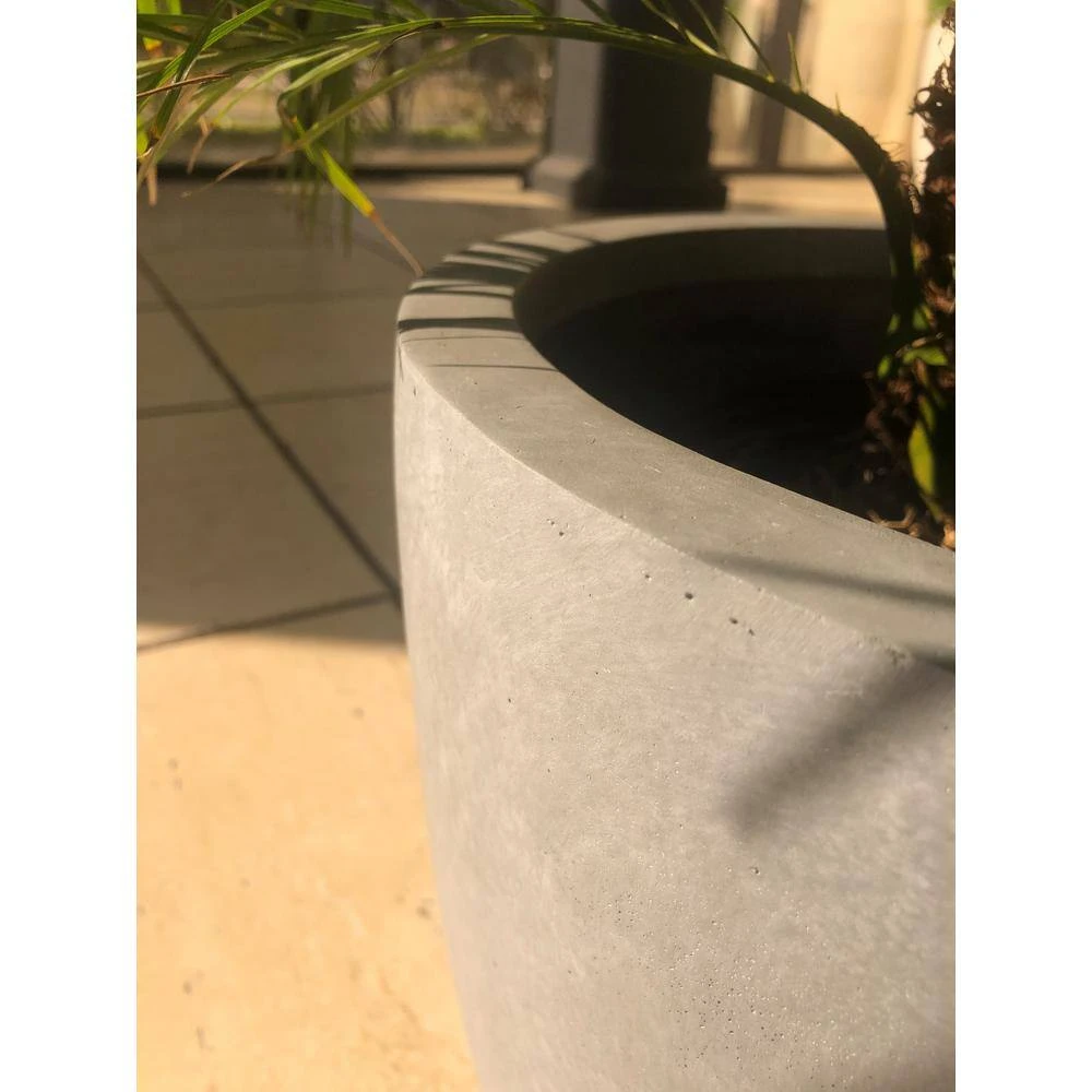 KANTE 18", 14" and 10"W Round Slate Gray Lightweight Concrete/Fiberglass Indoor Outdoor Elegant Seamless Planters (Set of 3) 7 KANTE 18", 14" and 10"W Round Slate Gray Lightweight Concrete/Fiberglass Indoor Outdoor Elegant Seamless Planters (Set of 3) - Image 5