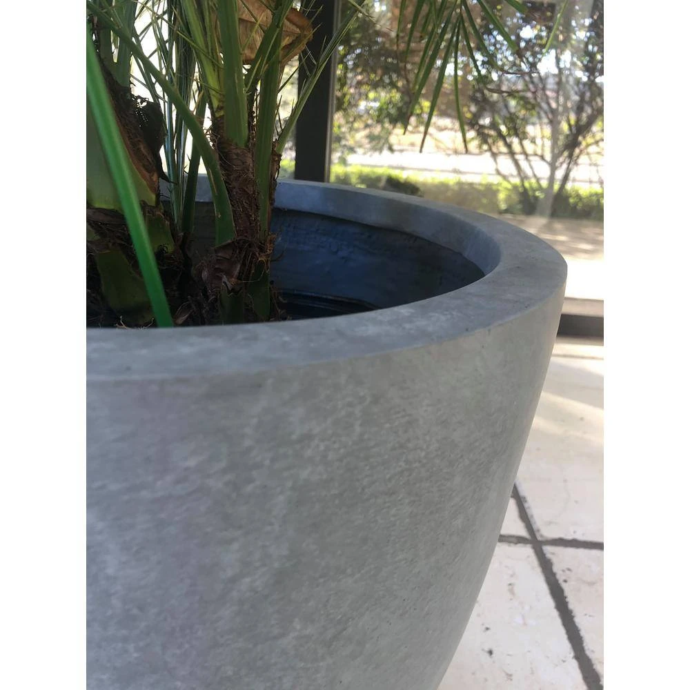 KANTE 18", 14" and 10"W Round Slate Gray Lightweight Concrete/Fiberglass Indoor Outdoor Elegant Seamless Planters (Set of 3) 4 KANTE 18", 14" and 10"W Round Slate Gray Lightweight Concrete/Fiberglass Indoor Outdoor Elegant Seamless Planters (Set of 3) - Image 2