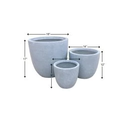 KANTE 18", 14" and 10"W Round Slate Gray Lightweight Concrete/Fiberglass Indoor Outdoor Elegant Seamless Planters (Set of 3) 19 KANTE 18", 14" and 10"W Round Slate Gray Lightweight Concrete/Fiberglass Indoor Outdoor Elegant Seamless Planters (Set of 3) -Vigoro sales Store slate gray kante plant pots osc0050abc c60611 d4 1000