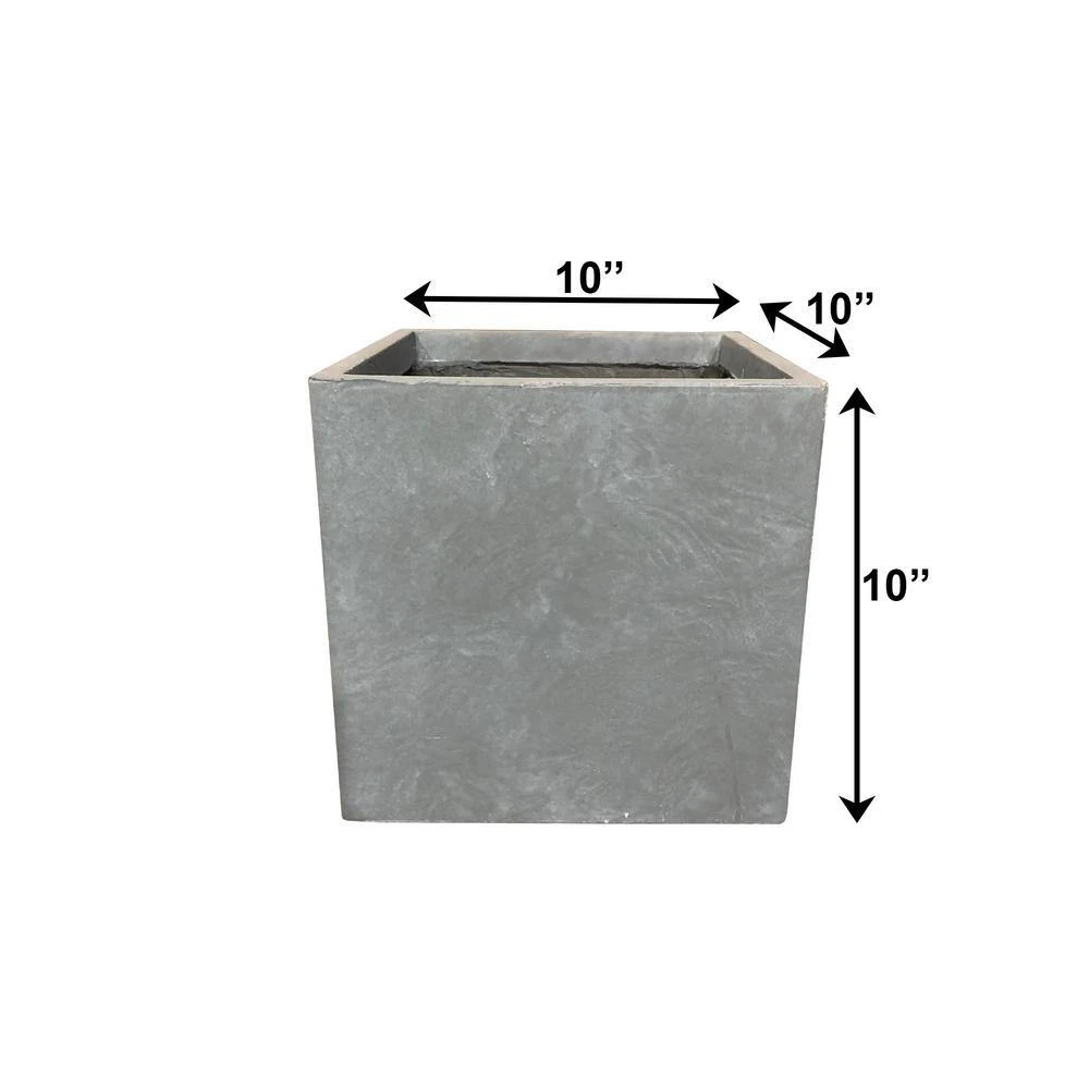 KANTE 10 in. W Square Slate Gray Lightweight Concrete/Fiberglass Indoor Outdoor Modern Elegant Planter 4 KANTE 10 in. W Square Slate Gray Lightweight Concrete/Fiberglass Indoor Outdoor Modern Elegant Planter - Image 2