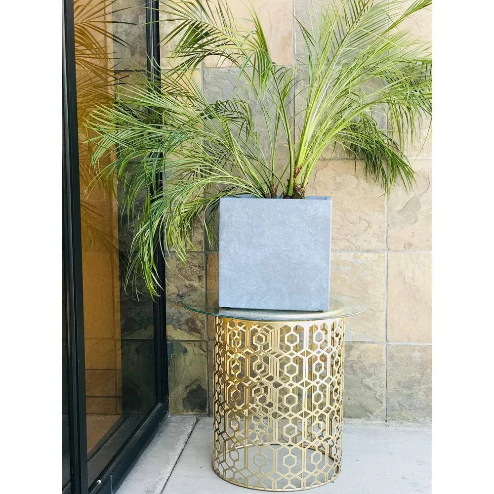 KANTE 10 in. W Square Slate Gray Lightweight Concrete/Fiberglass Indoor Outdoor Modern Elegant Planter 8 KANTE 10 in. W Square Slate Gray Lightweight Concrete/Fiberglass Indoor Outdoor Modern Elegant Planter - Image 6