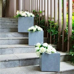 KANTE 16 in. x 12 in. and 10 in. W Square Slate Gray Concrete/Fiberglass Indoor Outdoor Elegant Planters 8 KANTE 16 in. x 12 in. and 10 in. W Square Slate Gray Concrete/Fiberglass Indoor Outdoor Elegant Planters -Vigoro sales Store slate gray kante plant pots osf0001abc c60611 4f 1000