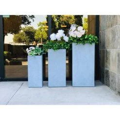 KANTE 28 in. x 24 in. and 20 in. H Square Slate Gray Concrete/Fiberglass Indoor Outdoor Modern Tall Planters -Vigoro sales Store slate gray kante plant pots osf0002abc c60611 1f 1000