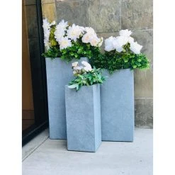 KANTE 28 in. x 24 in. and 20 in. H Square Slate Gray Concrete/Fiberglass Indoor Outdoor Modern Tall Planters -Vigoro sales Store slate gray kante plant pots osf0002abc c60611 44 1000