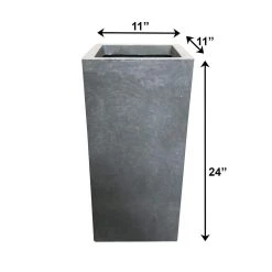 KANTE 24 in. H Square Slate Gray Concrete/Fiberglass Indoor Outdoor Elegant Tall Planter -Vigoro sales Store slate gray kante plant pots osf0002b c60611 fa 1000