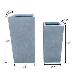 KANTE 28 in. and 24 in. H Square Slate Gray Concrete/Fiberglass Indoor Outdoor Modern Seamless Tall Planters (Set of 2) 7 KANTE 28 in. and 24 in. H Square Slate Gray Concrete/Fiberglass Indoor Outdoor Modern Seamless Tall Planters (Set of 2) -Vigoro sales Store slate gray kante plant pots osf0002bc c60611 4f 1000