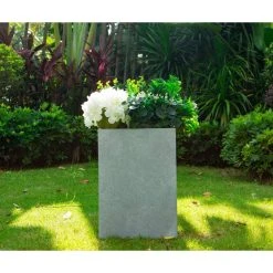 KANTE 13 in. H Square Slate Gray Lightweight Concrete/Fiberglass Indoor Outdoor Modern Planter -Vigoro sales Store slate gray kante plant pots osf0007a c60611 4f 1000