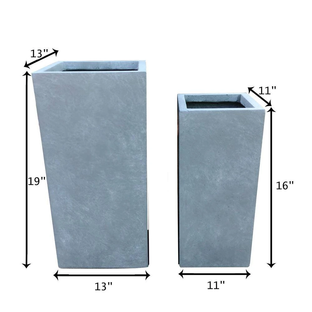 KANTE 19 in. and 16 in. H Square Slate Gray Concrete/Fiberglass Indoor Outdoor Modern Seamless Planters 6 KANTE 19 in. and 16 in. H Square Slate Gray Concrete/Fiberglass Indoor Outdoor Modern Seamless Planters - Image 4