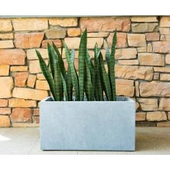 KANTE 23 in. L Rectangular Slate Gray Concrete/Fiberglass Indoor Outdoor Modern Planter -Vigoro sales Store slate gray kante plant pots osf0104a c60611 4f 1000