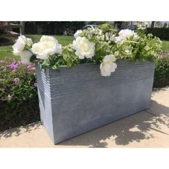 KANTE 31.5 in. L Rectangular Slate Gray Concrete/Fiberglass Indoor Outdoor Modern Elegant Planter -Vigoro sales Store slate gray kante plant pots osf0131b c60611 1f 1000
