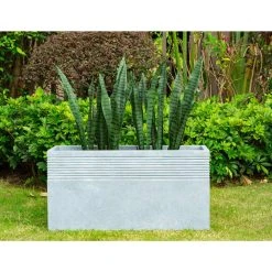 KANTE 31.5 in. L Rectangular Slate Gray Concrete/Fiberglass Indoor Outdoor Modern Elegant Planter -Vigoro sales Store slate gray kante plant pots osf0131b c60611 44 1000