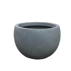 KANTE 8 in. Tall Slate Gray Lightweight Concrete Outdoor Round Bowl Planter