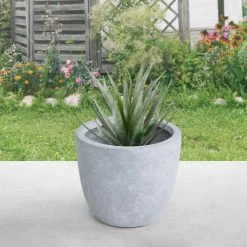 KANTE 12 in. Tall Slate Gray Lightweight Concrete Round Modern Outdoor Planter 14 KANTE 12 in. Tall Slate Gray Lightweight Concrete Round Modern Outdoor Planter -Vigoro sales Store slate gray kante plant pots rc0050b c60611 1f 1000