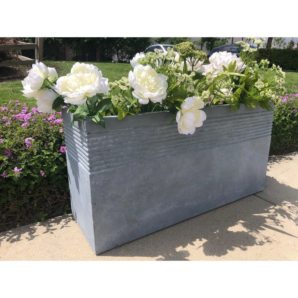 KANTE 31.5 in. L Slate Gray Lightweight Concrete Modern Rectangle Outdoor Planter 6 KANTE 31.5 in. L Slate Gray Lightweight Concrete Modern Rectangle Outdoor Planter - Image 4