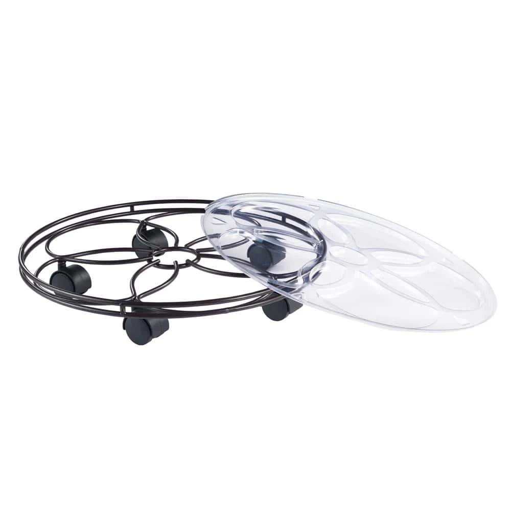 Vigoro 17 in. x 17 in. x 2.8 in. Silver Metal Plant Caddy 4 Vigoro 17 in. x 17 in. x 2.8 in. Silver Metal Plant Caddy - Image 2