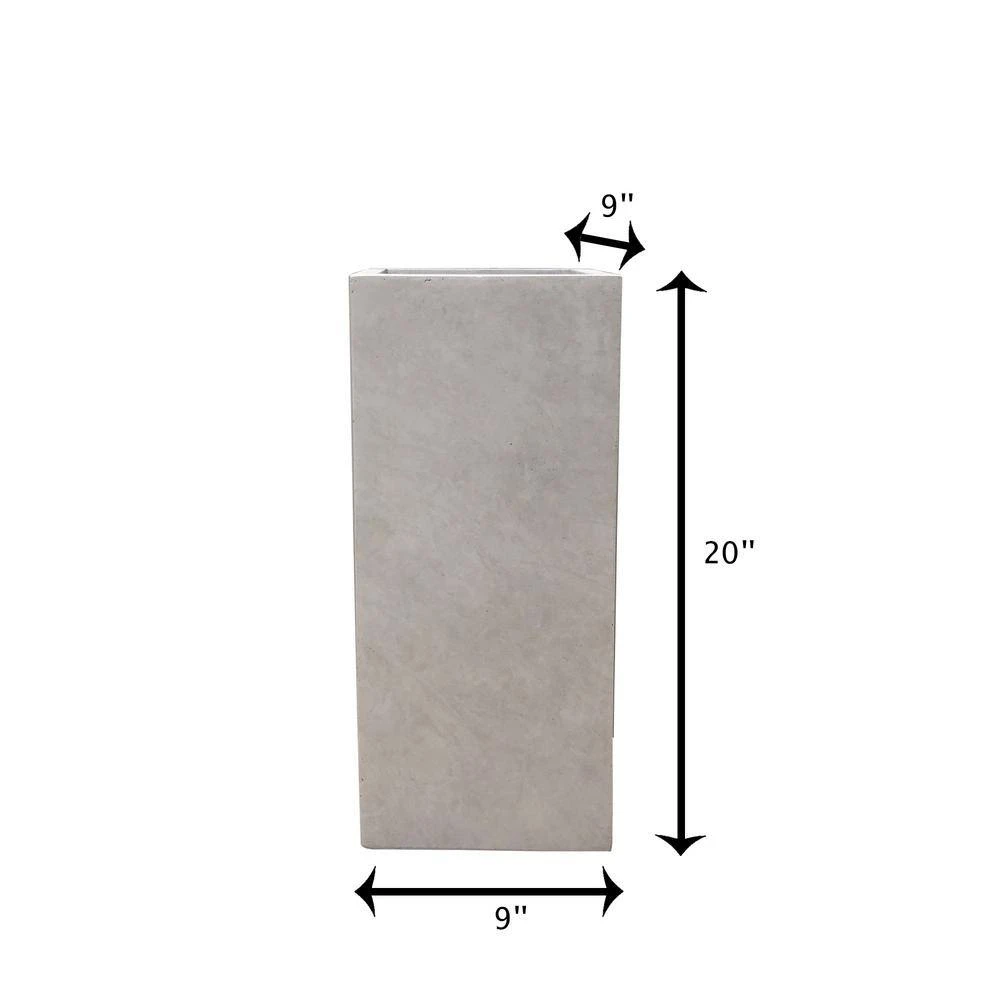 KANTE 20 in. H Square Weathered Concrete/Fiberglass Indoor Outdoor Modern Tall Planter 9 KANTE 20 in. H Square Weathered Concrete/Fiberglass Indoor Outdoor Modern Tall Planter - Image 7