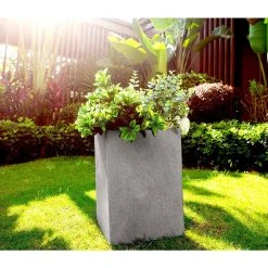 KANTE 19 in. H Square Weathered Concrete/Fiberglass Indoor Outdoor Modern Seamless Planter -Vigoro sales Store weathered concrete kante plant pots osf0007c c80021 2 1f 1000