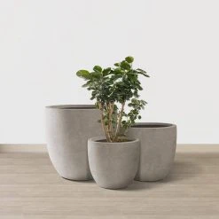 KANTE 20", 16.5" & 13.3"W Round Weathered Finish Concrete Planters Set of 3, Outdoor Indoor w/Drainage Hole & Rubber Plug -Vigoro sales Store weathered concrete kante plant pots rc0152bcd c80021 2 44 1000