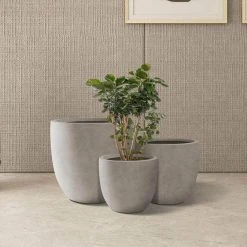 KANTE 20", 16.5" & 13.3"W Round Weathered Finish Concrete Planters Set of 3, Outdoor Indoor w/Drainage Hole & Rubber Plug -Vigoro sales Store weathered concrete kante plant pots rc0152bcd c80021 2 4f 1000