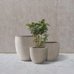 KANTE 20", 16.5" & 13.3"W Round Weathered Finish Concrete Planters Set of 3, Outdoor Indoor w/Drainage Hole & Rubber Plug -Vigoro sales Store weathered concrete kante plant pots rc0152bcd c80021 2 76 1000