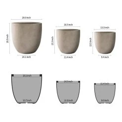 KANTE 20", 16.5" & 13.3"W Round Weathered Finish Concrete Planters Set of 3, Outdoor Indoor w/Drainage Hole & Rubber Plug -Vigoro sales Store weathered concrete kante plant pots rc0152bcd c80021 2 c3 1000