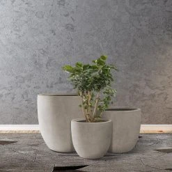 KANTE 20", 16.5" & 13.3"W Round Weathered Finish Concrete Planters Set of 3, Outdoor Indoor w/Drainage Hole & Rubber Plug -Vigoro sales Store weathered concrete kante plant pots rc0152bcd c80021 2 fa 1000