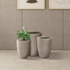 KANTE 22.4", 20.4" and 18.1"H Round Weathered Finish Concrete Planters Set of 3, Outdoor Indoor w/Drainage Hole & Rubber Plug -Vigoro sales Store weathered concrete kante plant pots rc0153bcd c80021 2 44 1000