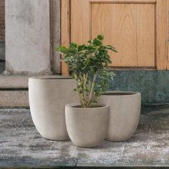 KANTE 22.4", 20.4" and 18.1"H Round Weathered Finish Concrete Planters Set of 3, Outdoor Indoor w/Drainage Hole & Rubber Plug -Vigoro sales Store weathered concrete kante plant pots rc0153bcd c80021 2 66 1000