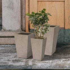 KANTE 24.4", 18" &15.7"H Weathered Finish Concrete Tall Planter Set of 3, Large Outdoor Indoor w/ Drainage Hole & Rubber Plug -Vigoro sales Store weathered concrete kante plant pots rf2015017cde c80021 2 1f 1000