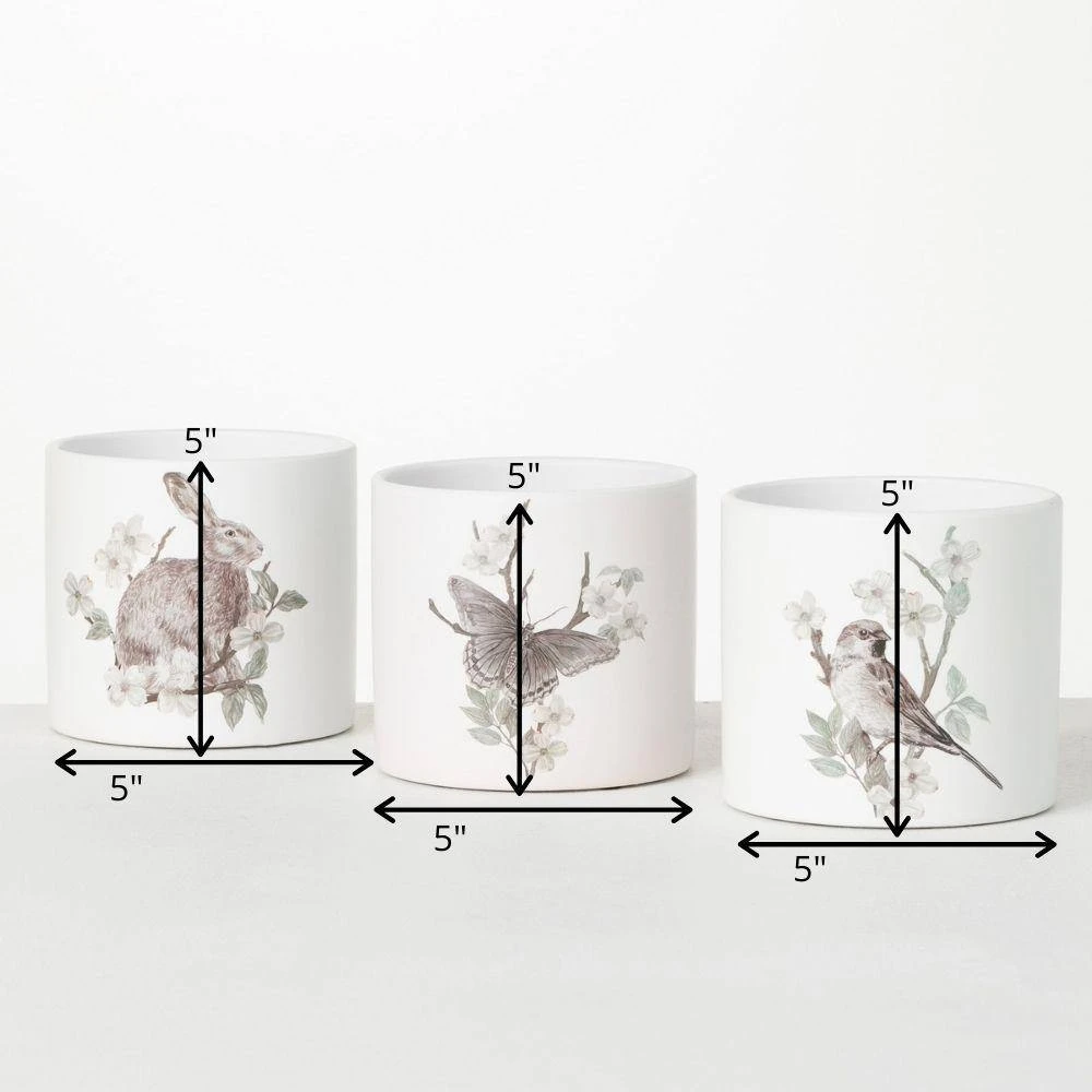 SULLIVANS Spring Print Decorative Pots - Set of 3 7 SULLIVANS Spring Print Decorative Pots - Set of 3 - Image 5