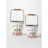 SULLIVANS White Merry Christmas Metal Bucket (Set of 2) -Vigoro sales Store white sullivans plant pots met1756 64 1000