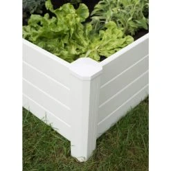 Vigoro 4 ft. x 4 ft. x 15 in. White Vinyl Raised Garden Bed -Vigoro sales Store white vigoro raised planter boxes 26001v 1f 1000