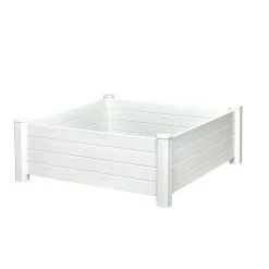 Vigoro 4 ft. x 4 ft. x 15 in. White Vinyl Raised Garden Bed -Vigoro sales Store white vigoro raised planter boxes 26001v 44 1000